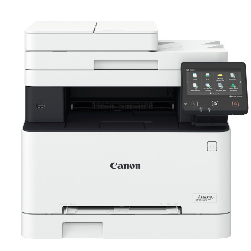 Multifunkčná tlačiareň Canon i-SENSYS MF655Cdw s dotykovým displejom.