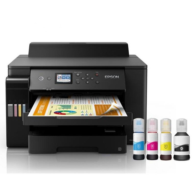 Tlačiareň Epson EcoTank L11160 s farebnými náplňami.